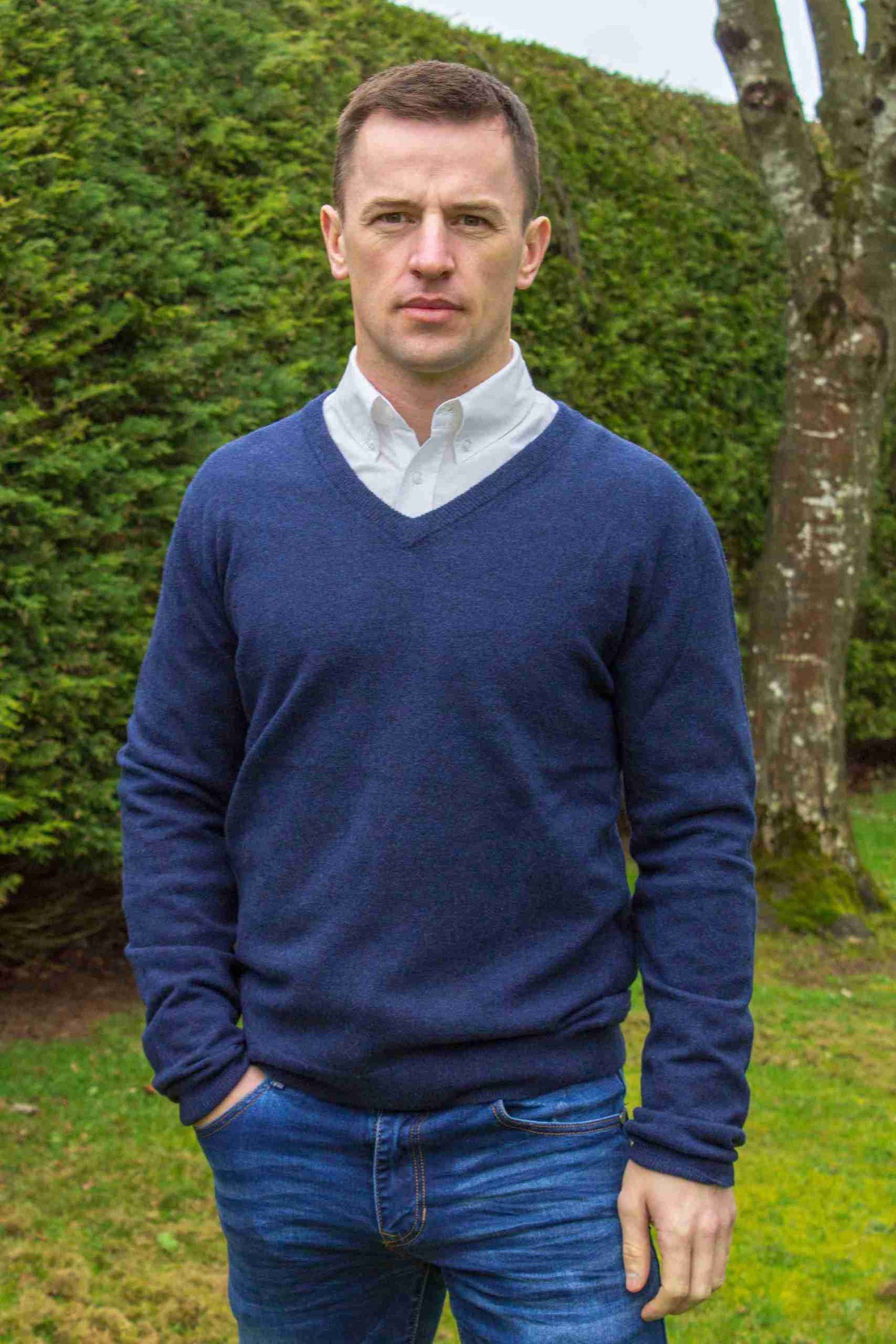 Emerald Style - V-neck | lambswool men's sweater