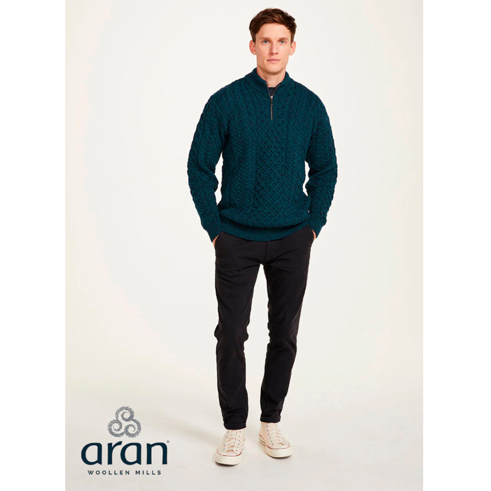 Aran Woollen Mills - B722 | Wollpullover mit Reißverschluss