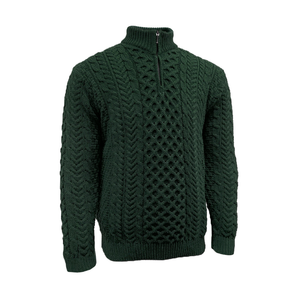 Aran Woollen Mills - B722 | Wollpullover mit Reißverschluss