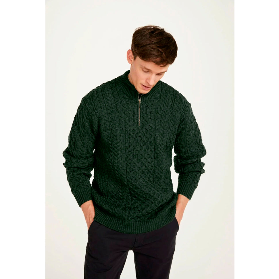 Aran Woollen Mills - B722 | Wollpullover mit Reißverschluss