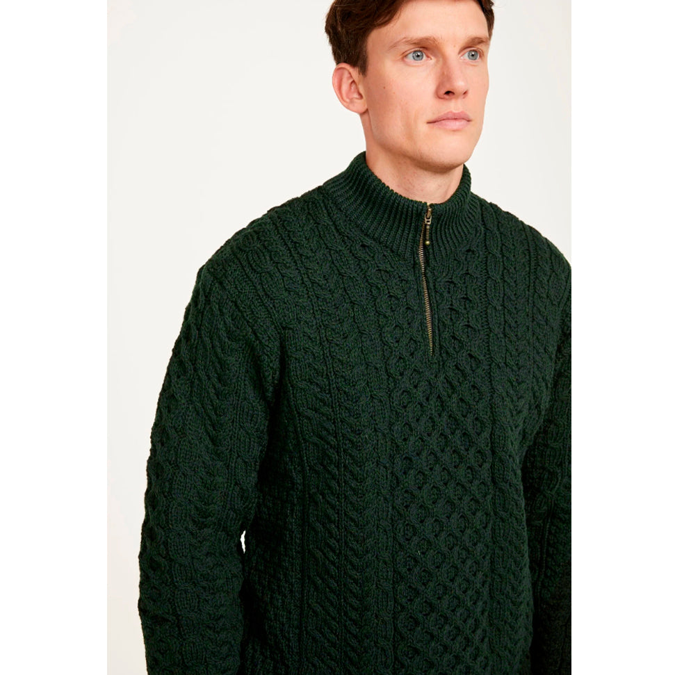 Aran Woollen Mills - B722 | Wollpullover mit Reißverschluss