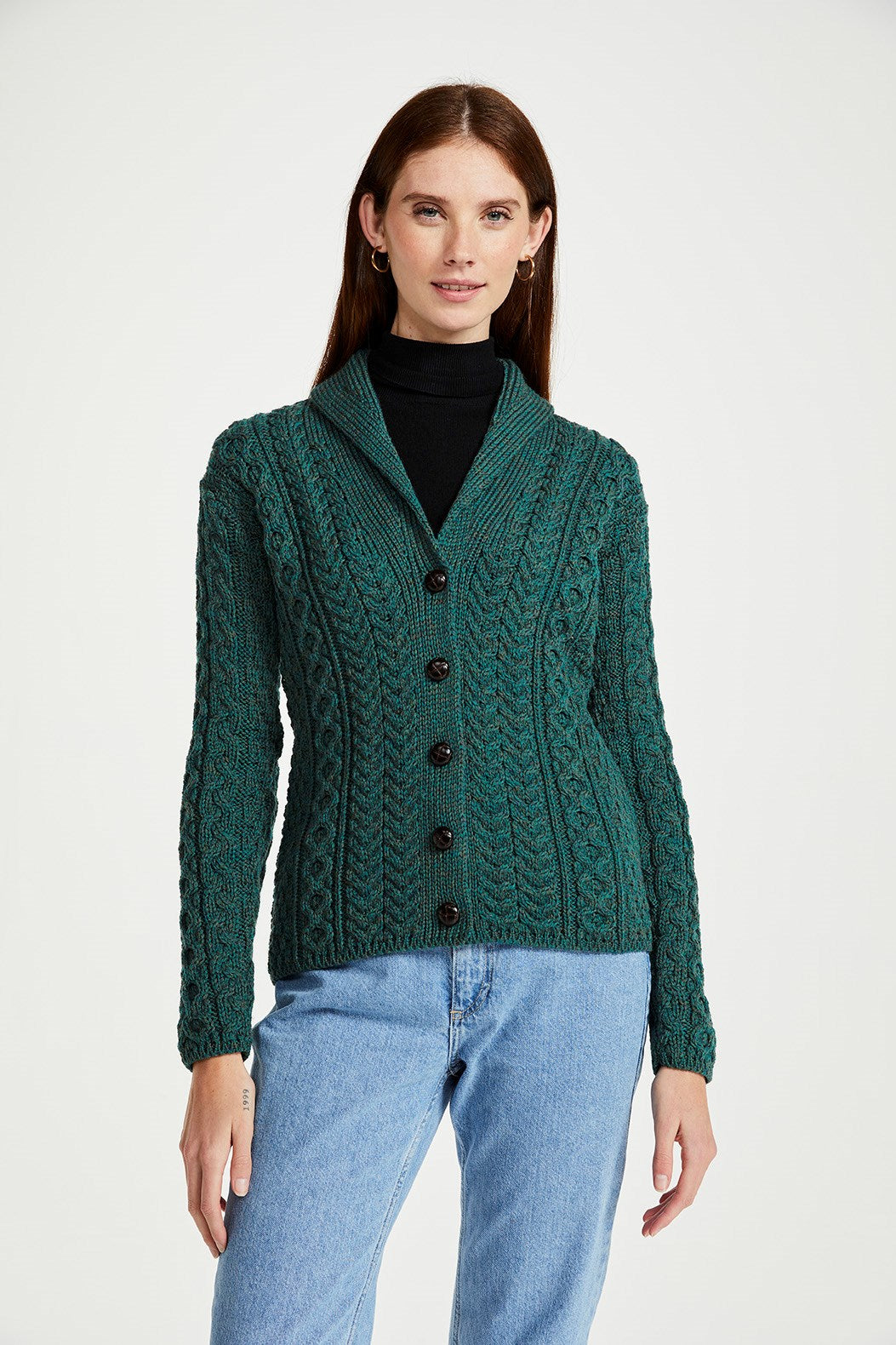 Aran Woollen Mills - B164 | wollen damesvest met knopen