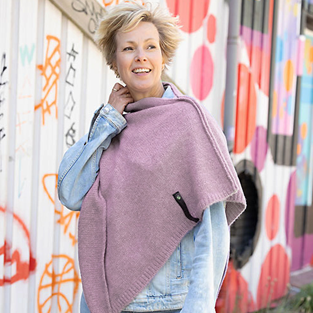 De Reuver - Maud | wollen poncho Pastel lilac