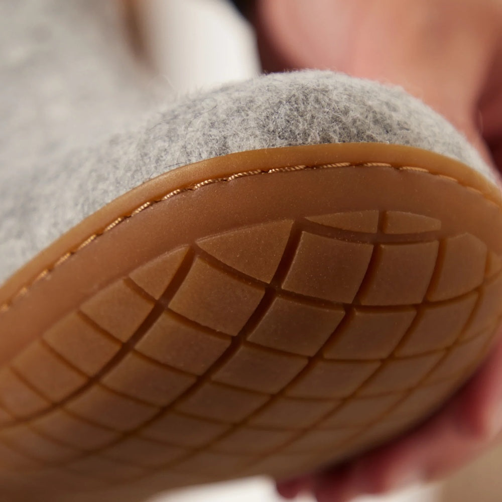 Glerups | instappantoffel met rubber zool - grijs