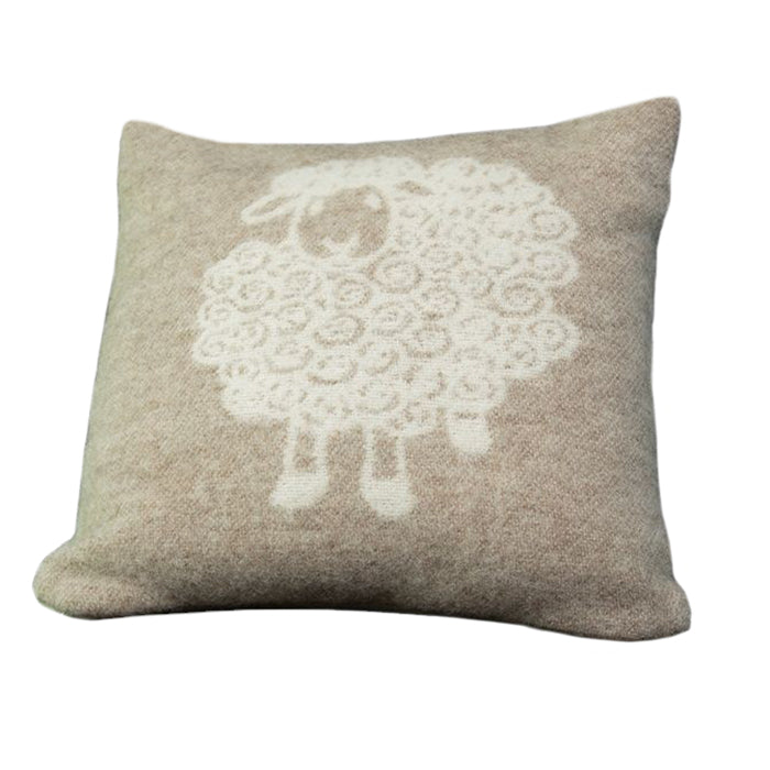 Belpo - Wollen kussen sheep | kussen van wol Beige