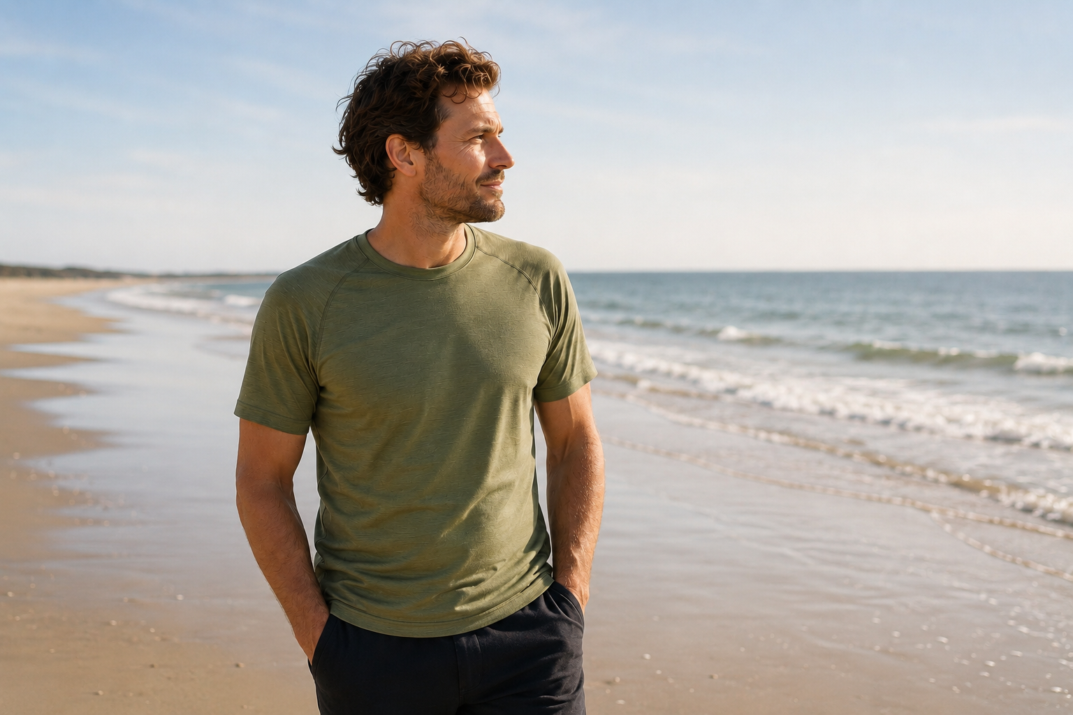 Devold - M Active Tee | heren t-shirt van merinowol Skydiver dark