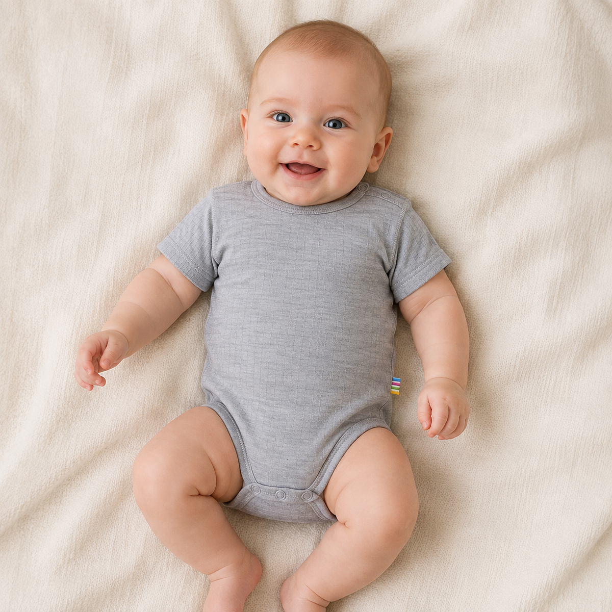 Joha - Wollen romper met korte mouwen | merinowol Light grey
