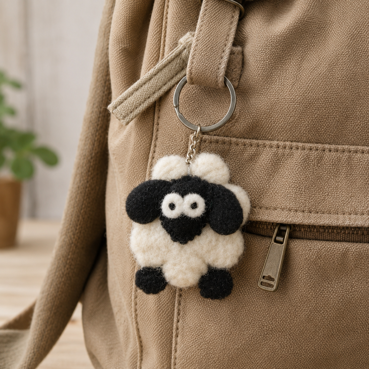 Erin Knitwear - wollen sleutelhanger schaap Black & brown