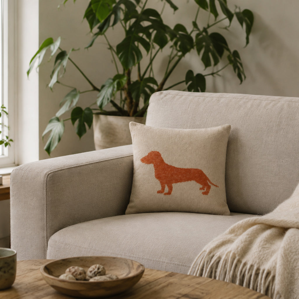 Belpo - Wollen kussen teckel | kussen van wol Brown beige