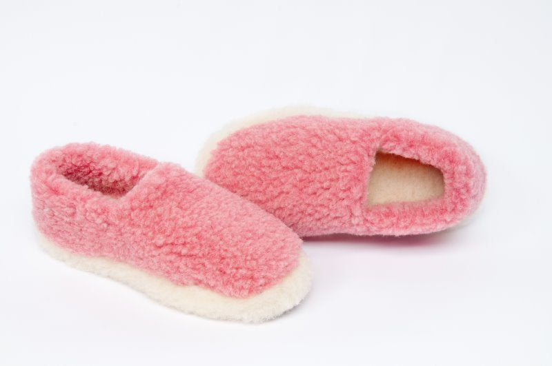 Yoko Wool - Kids Siberian slipper | kinderpantoffel van schapenwol Pink