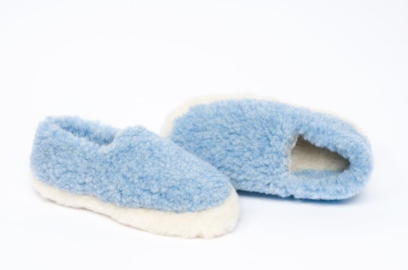 Yoko Wool - Kids Siberian slipper | kinderpantoffel van schapenwol Light blue