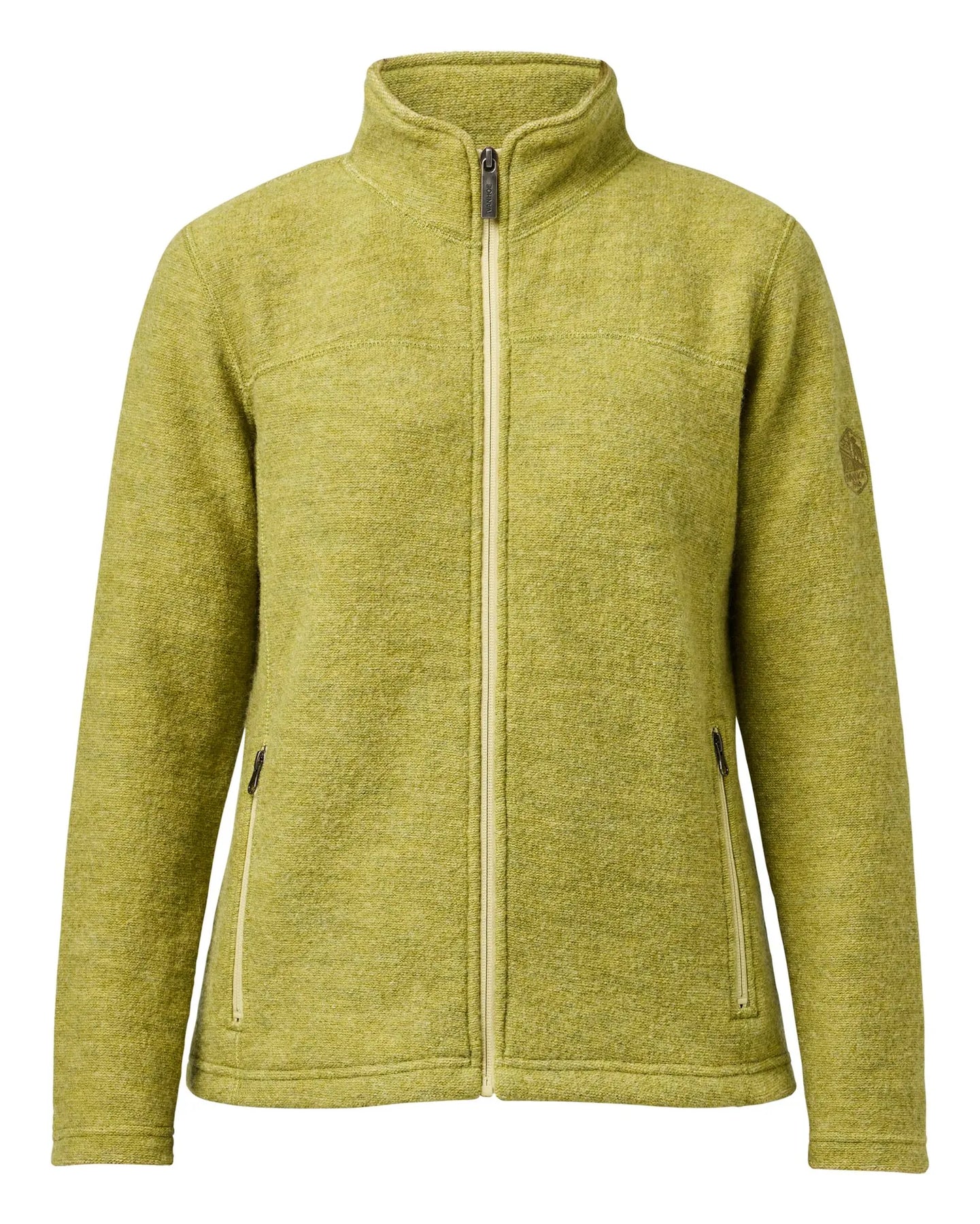 Ivanhoe Knitted in Sweden - Beata FZ | wollen damesjack Golden lime