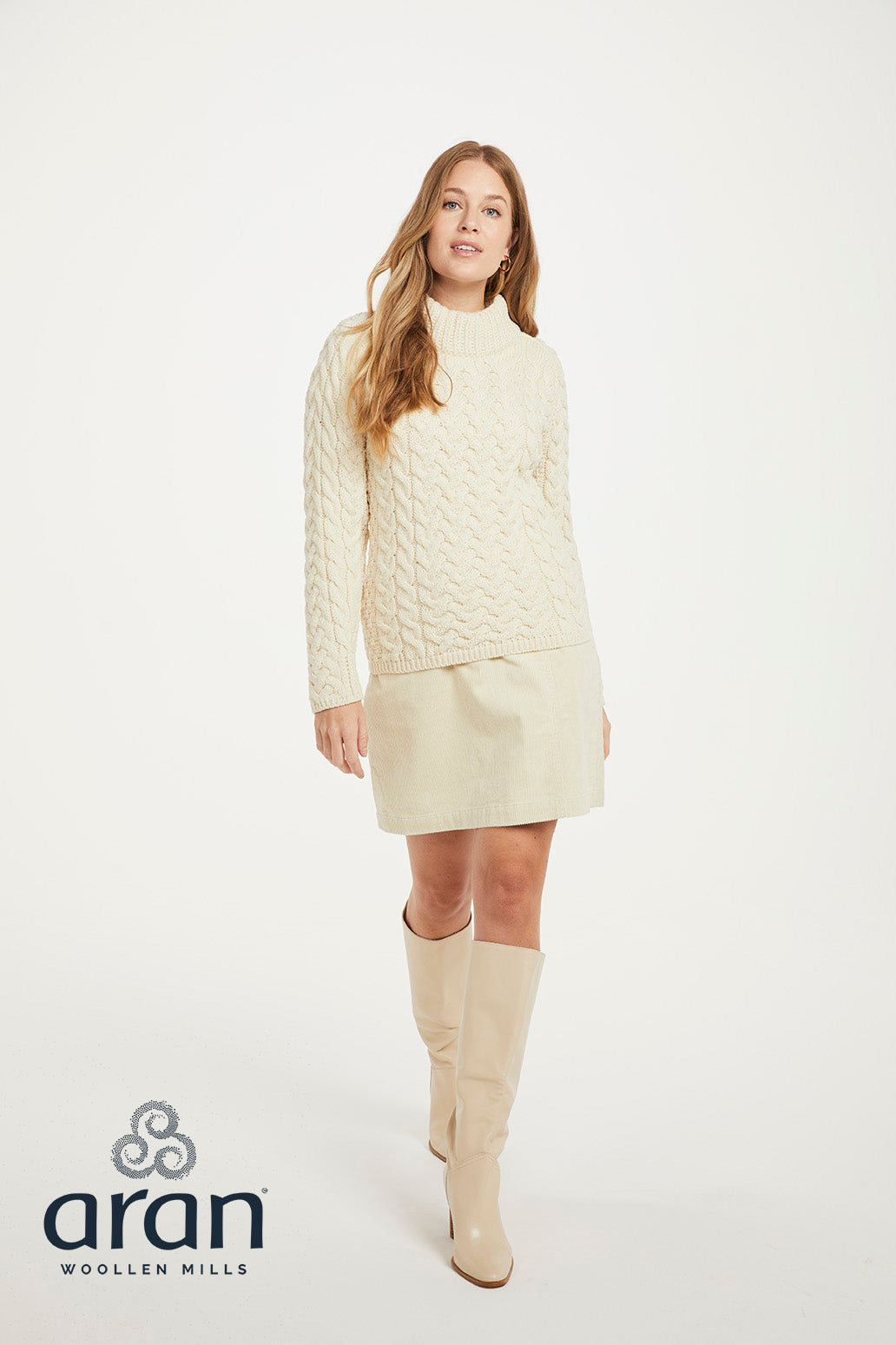Aran Woollen Mills - B464 | merinowollen damestrui met col