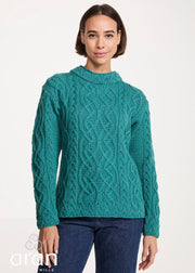 Aran Woollen Mills - C988 | damestrui van zachte merinowol Teal