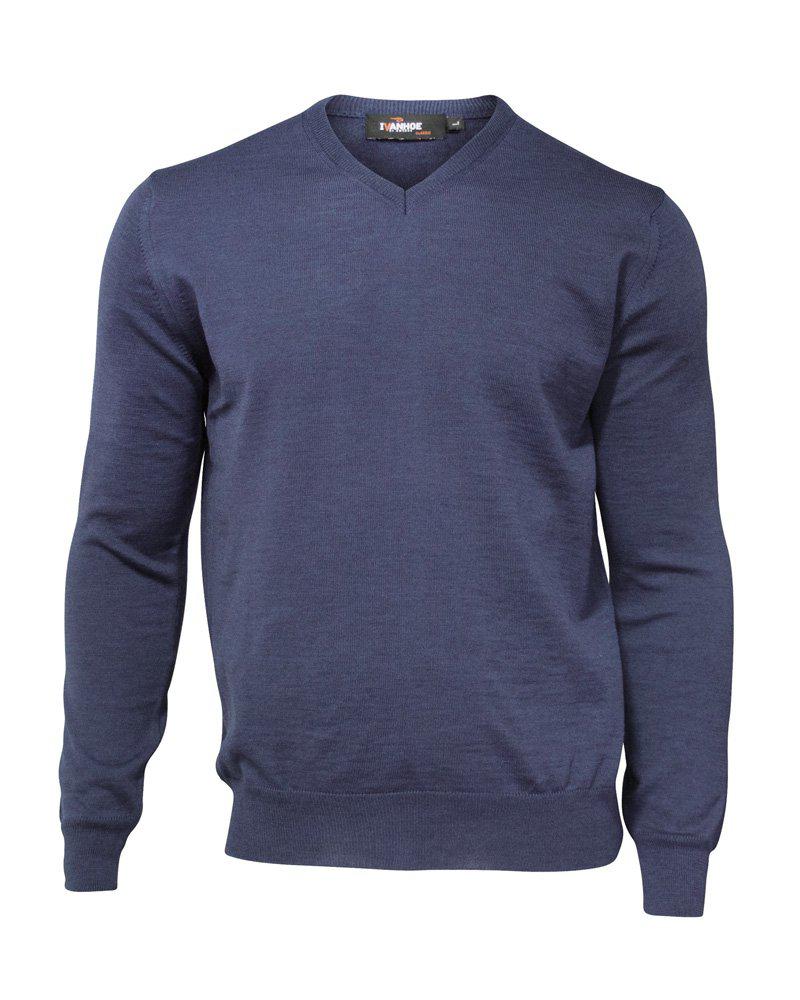 Ivanhoe Knitted in Sweden - V-neck | herentrui van merinowol Steelblue