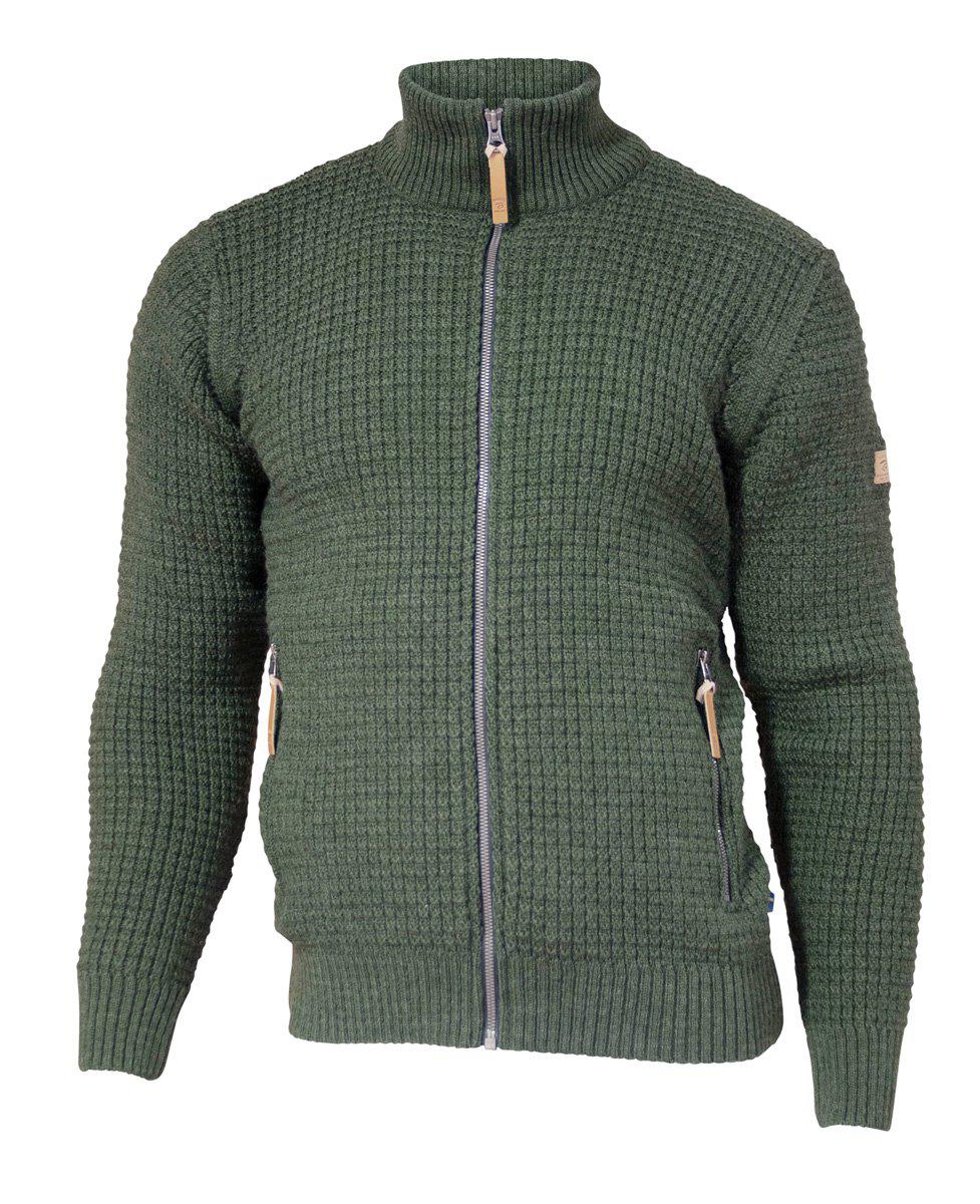 Ivanhoe Knitted in Sweden - Moritz FZ | wollen herenvest met rits Loden green