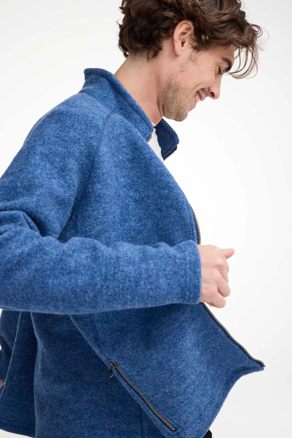 Ivanhoe Knitted in Sweden - Danny FZ | wollen herenvest met rits