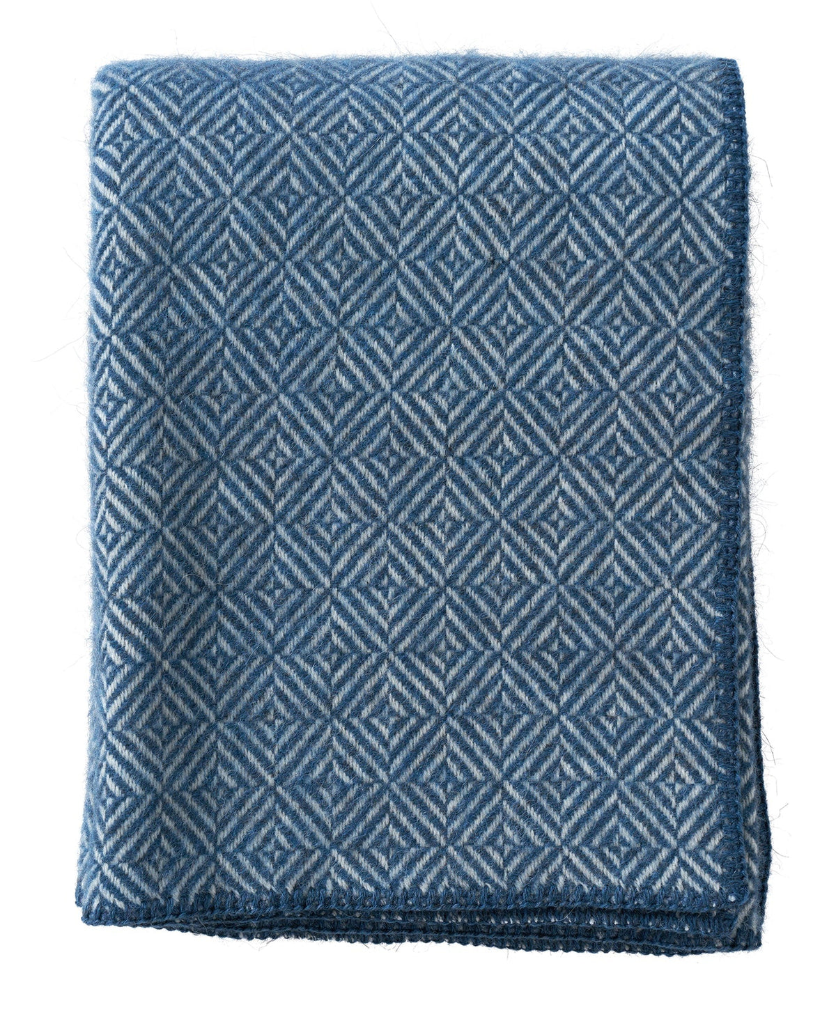 Klippan - Diamonds | wollen plaid Sea blue 130x180 cm.