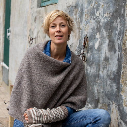 De Reuver - Maud | wollen poncho Warm sand