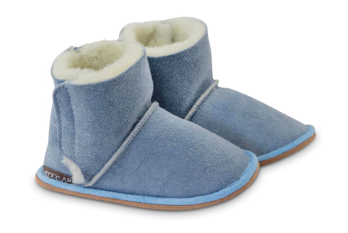 Texelana Marel | kinderpantoffel van schapenvacht Blauw