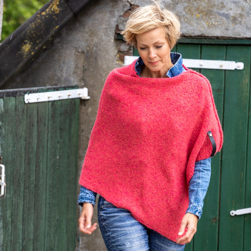 De Reuver - Maud | wollen poncho Deep sea coral