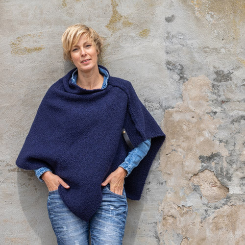 De Reuver - Maud | wollen poncho Blue ribbon