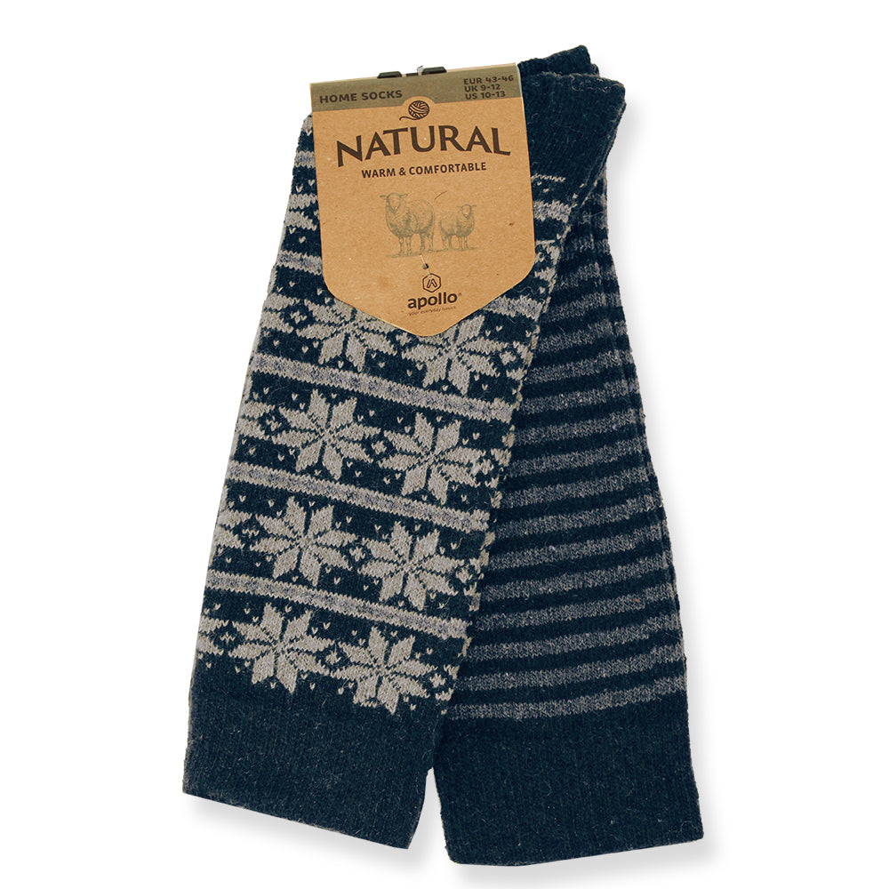 Apollo | huissokken met sterpatroon 2 pack Donkerblauw