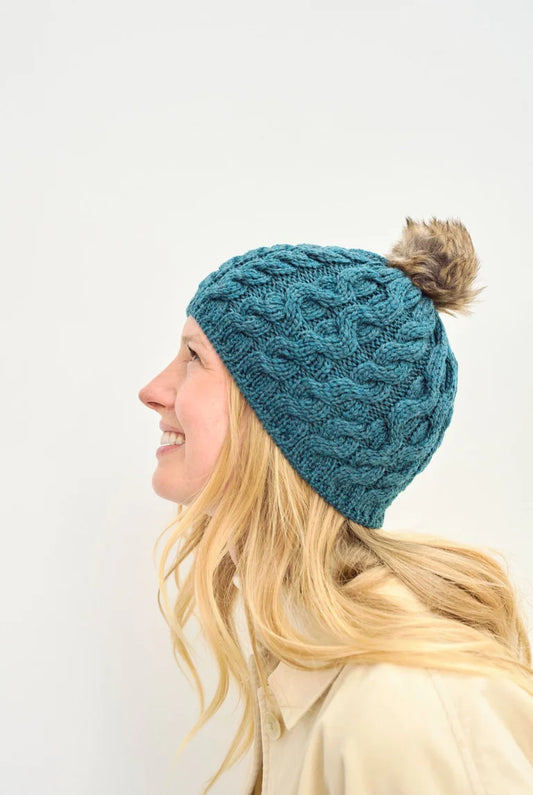 Aran Woollen Mills - B648 | wool hat with pompon