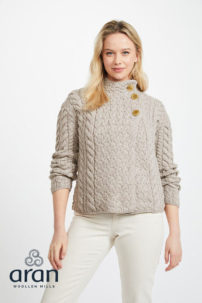 Aran Woollen Mills - B840 | damestrui merinowol met knopen