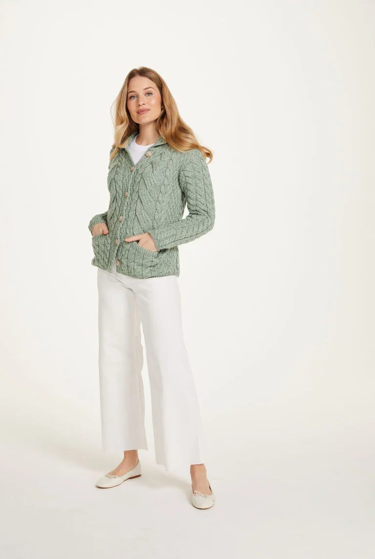 Aran Woollen Mills - B940 | wollen damesvest met knopen