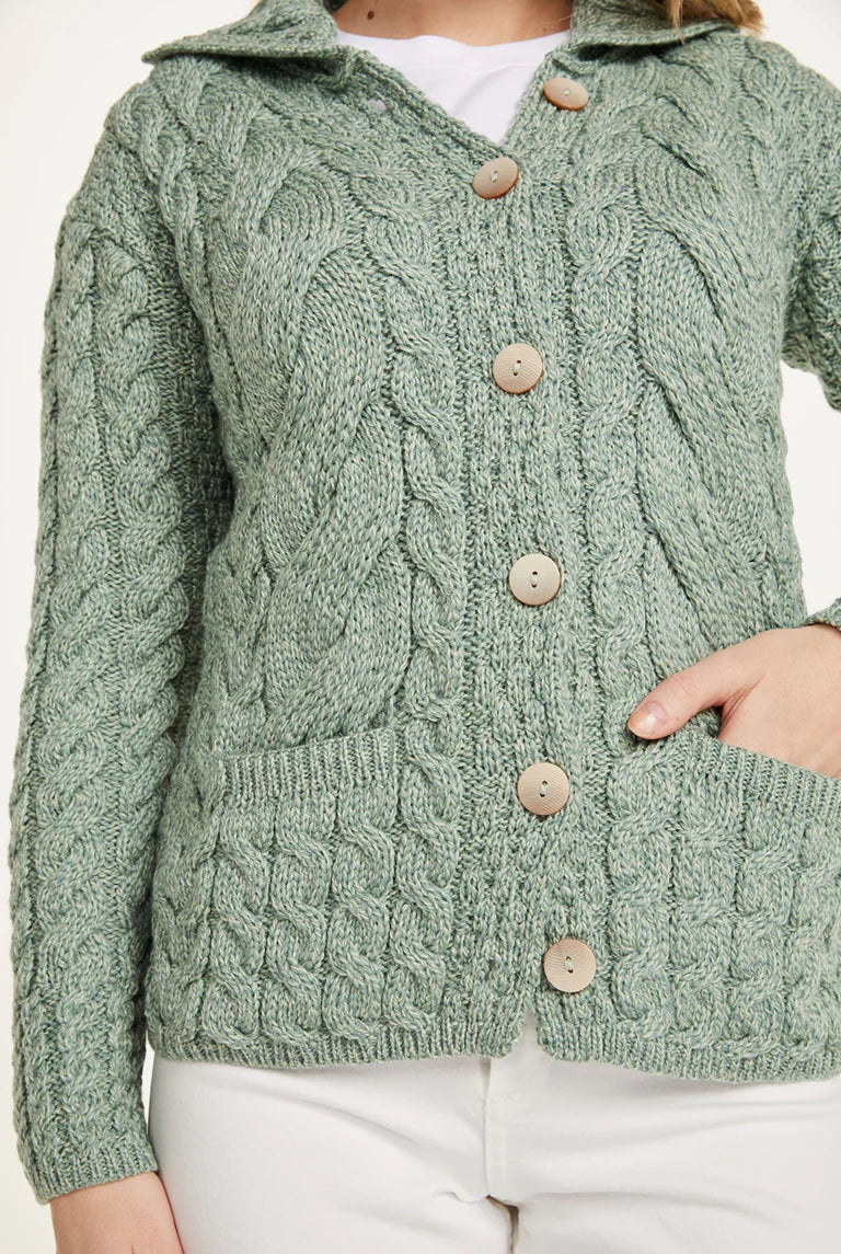 Aran Woollen Mills - B940 | wollen damesvest met knopen