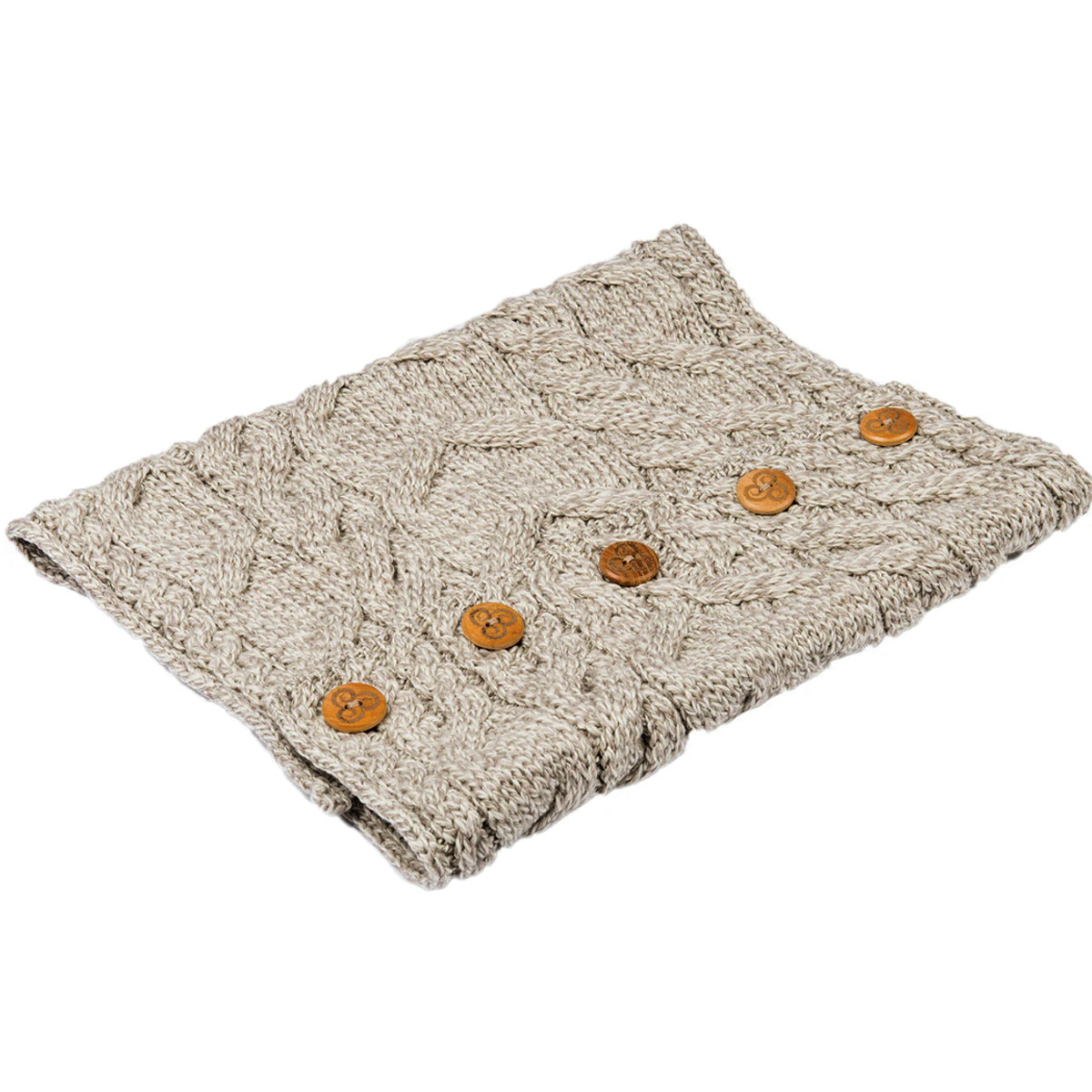 Aran Woollen Mills - B948 | merinowol col met knopen Oatmeal