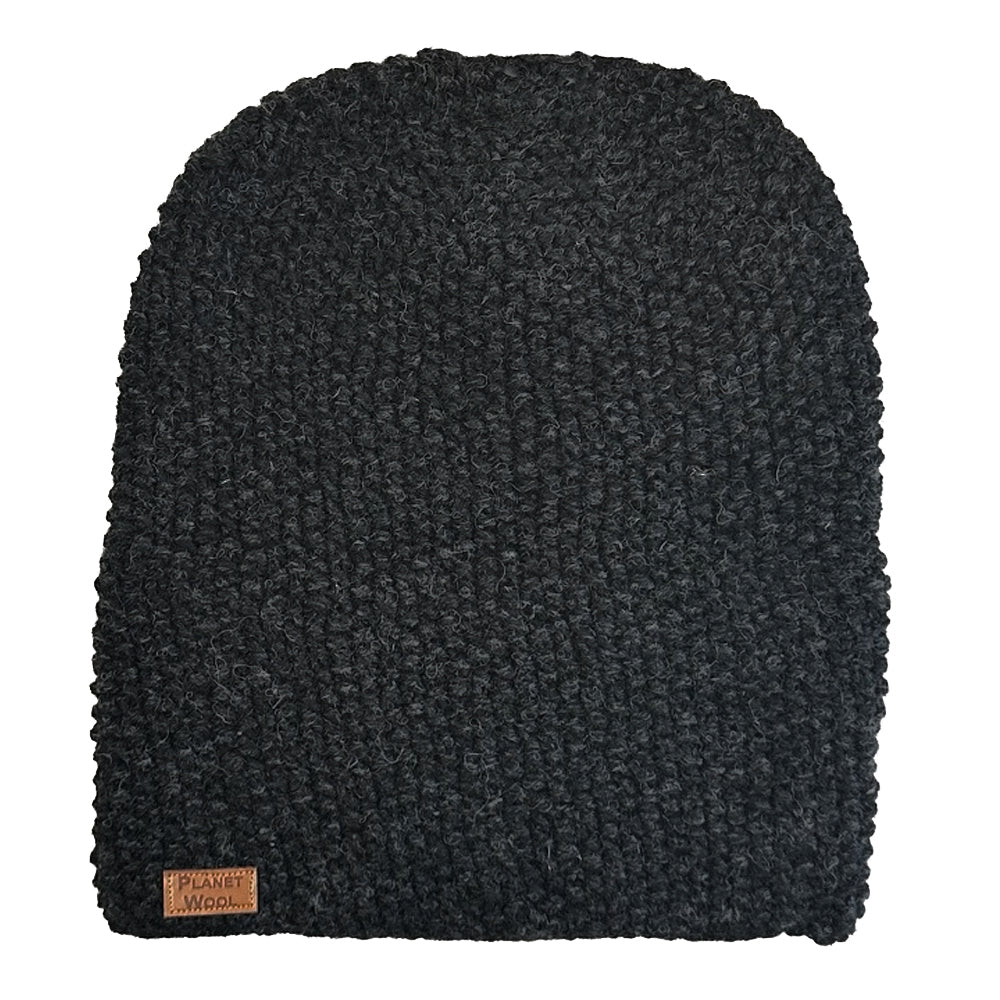 Planet Wool - Beanie Barley | wollen muts Antracite