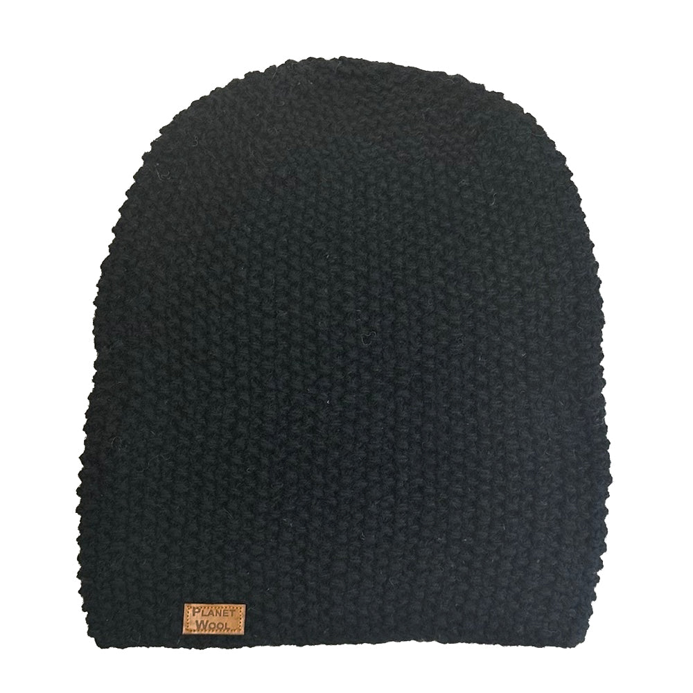 Planet Wool - Beanie Barley | wollen muts Black