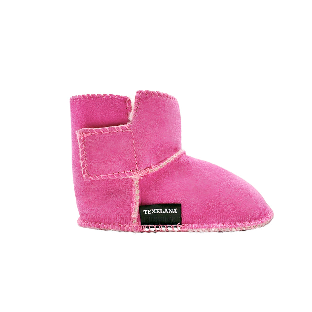 Texelana Soggie | babypantoffel van schapenvacht Roze