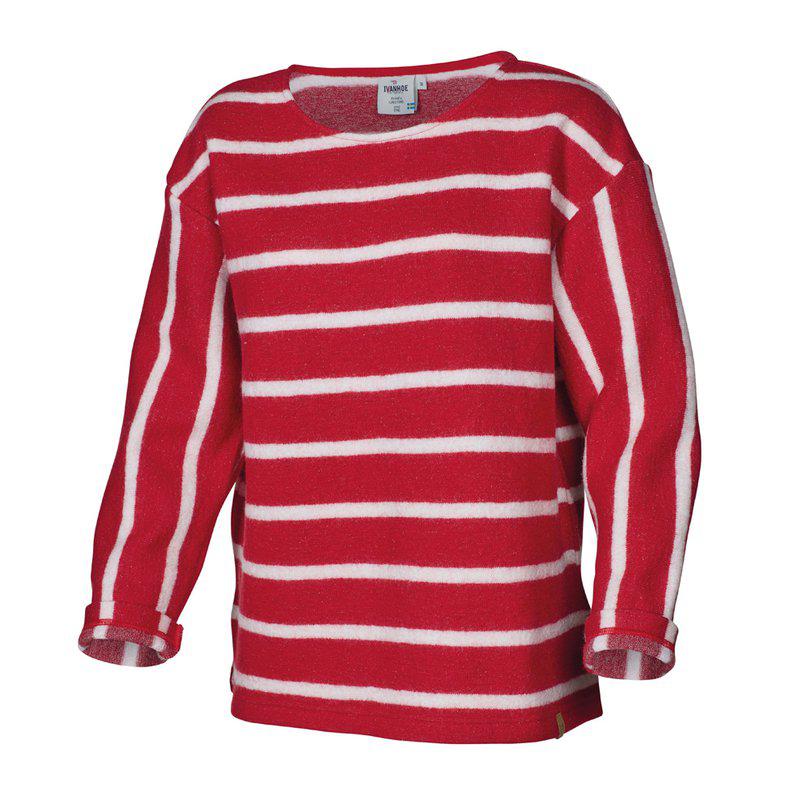 Ivanhoe Knitted in Sweden - Bystad | wollen damestrui Fiery red striped