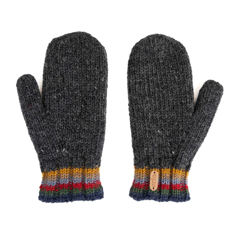 Erin Knitwear - Wool Mittens PK1811 | wanten van wol Charcoal