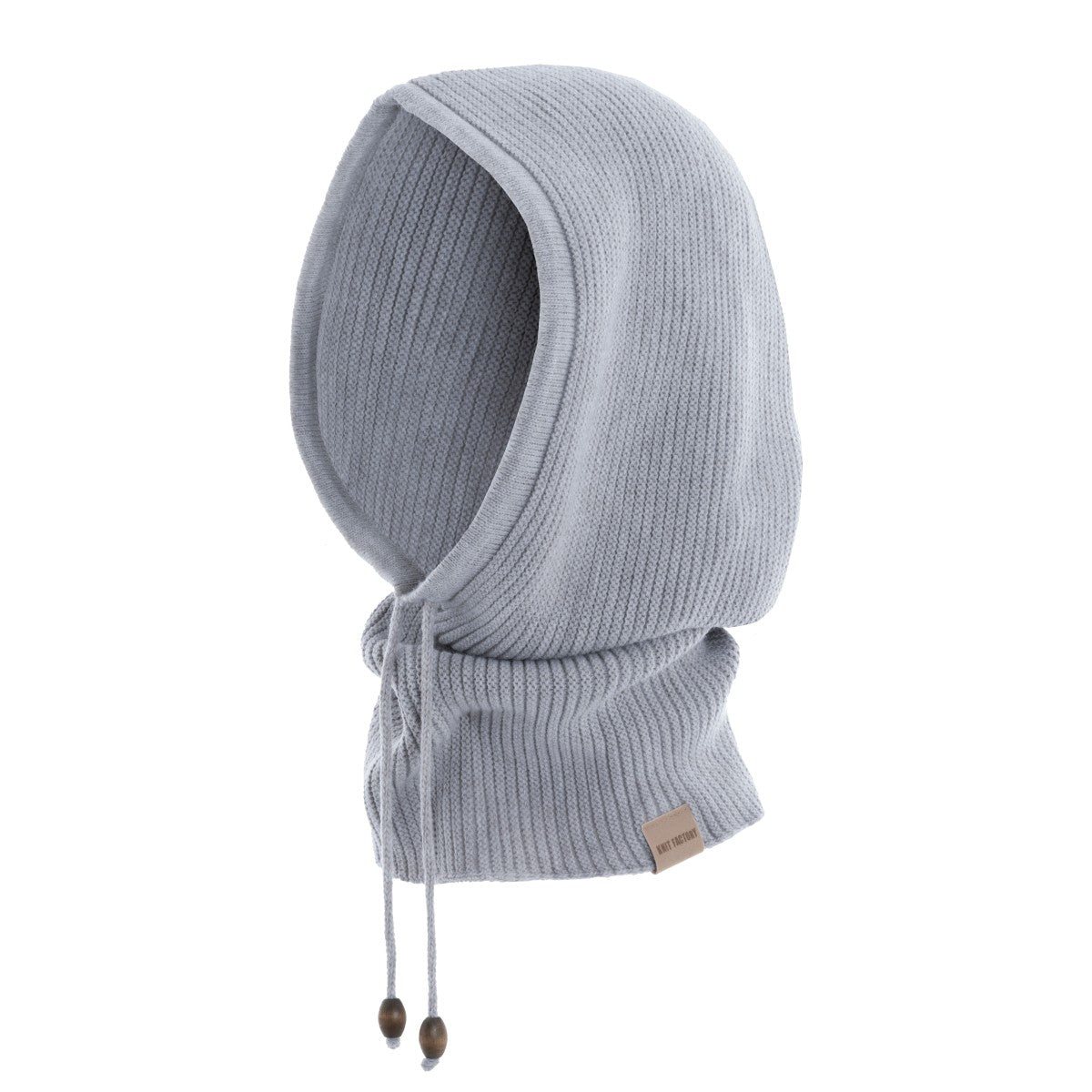Knit Factory - Evy Colsjaal met capuchon Licht grijs