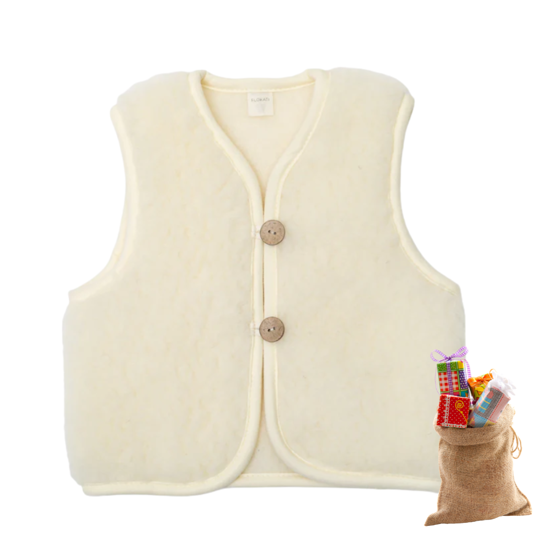 Flokati - Panda vest | children's bodywarmer made of merino wool