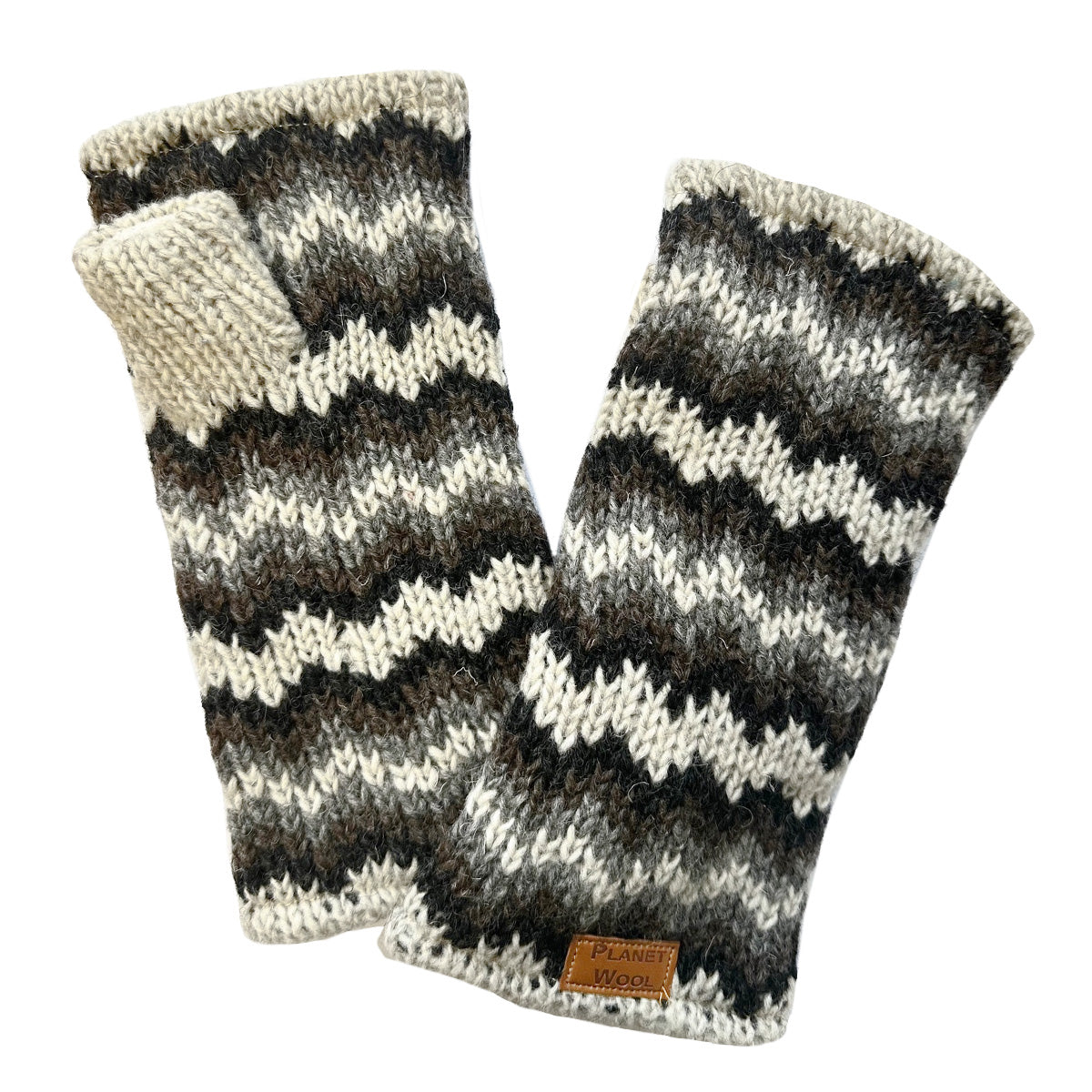 Planet Wool - Gloves fingerless | wollen handwarmers White