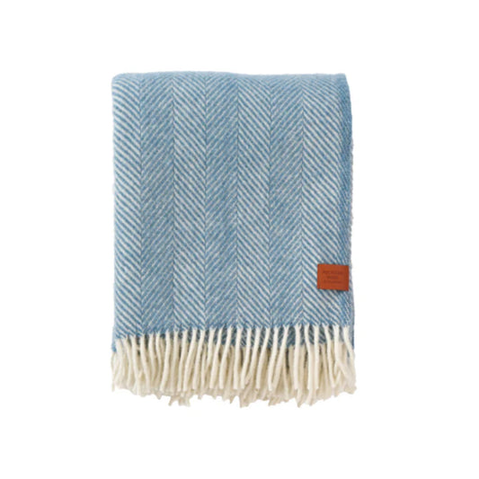 Klippan - Herringbone | plaid met gerecyclede wol Cloudy blue