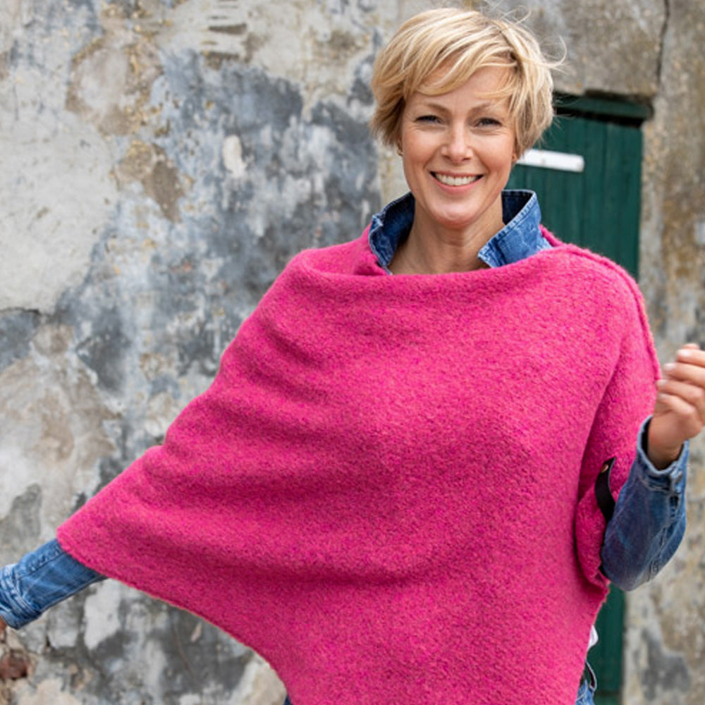 De Reuver - Maud | wollen poncho Magenta