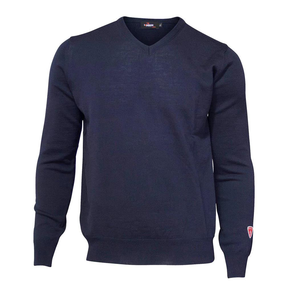 Ivanhoe Knitted in Sweden - V-neck | herentrui van merinowol Navy