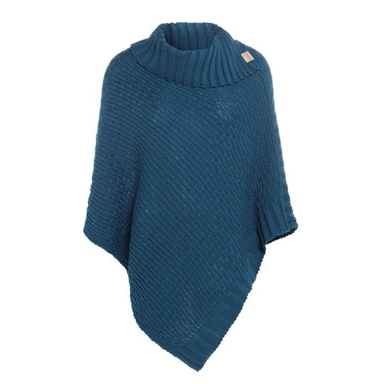 Knit Factory - Nicky | poncho van wol Petrol