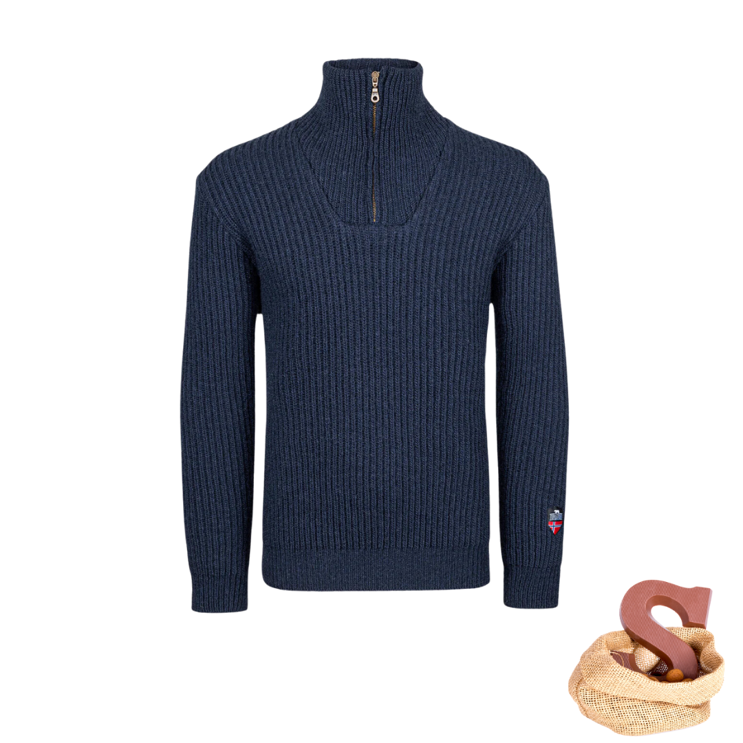 Norlender - Fitjar | Herrenpullover aus norwegischer Wolle mit Reißverschluss