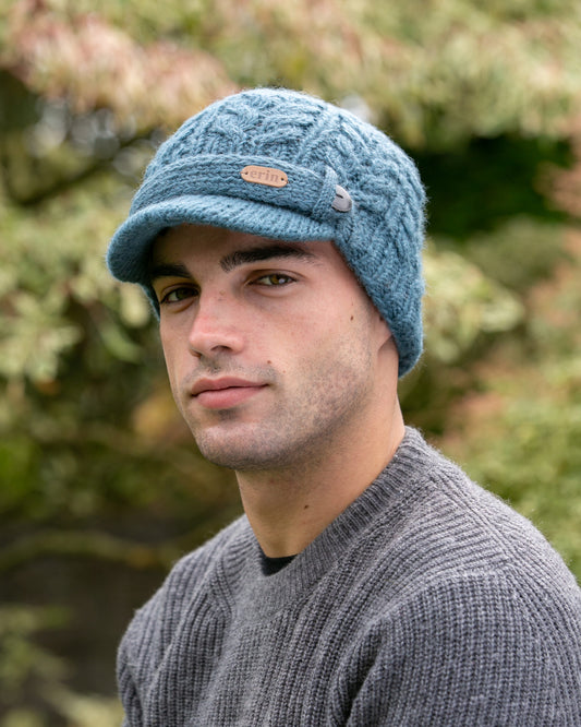 Erin Knitwear - Aran Cable Peak Hat PK927 | wool hat with visor
