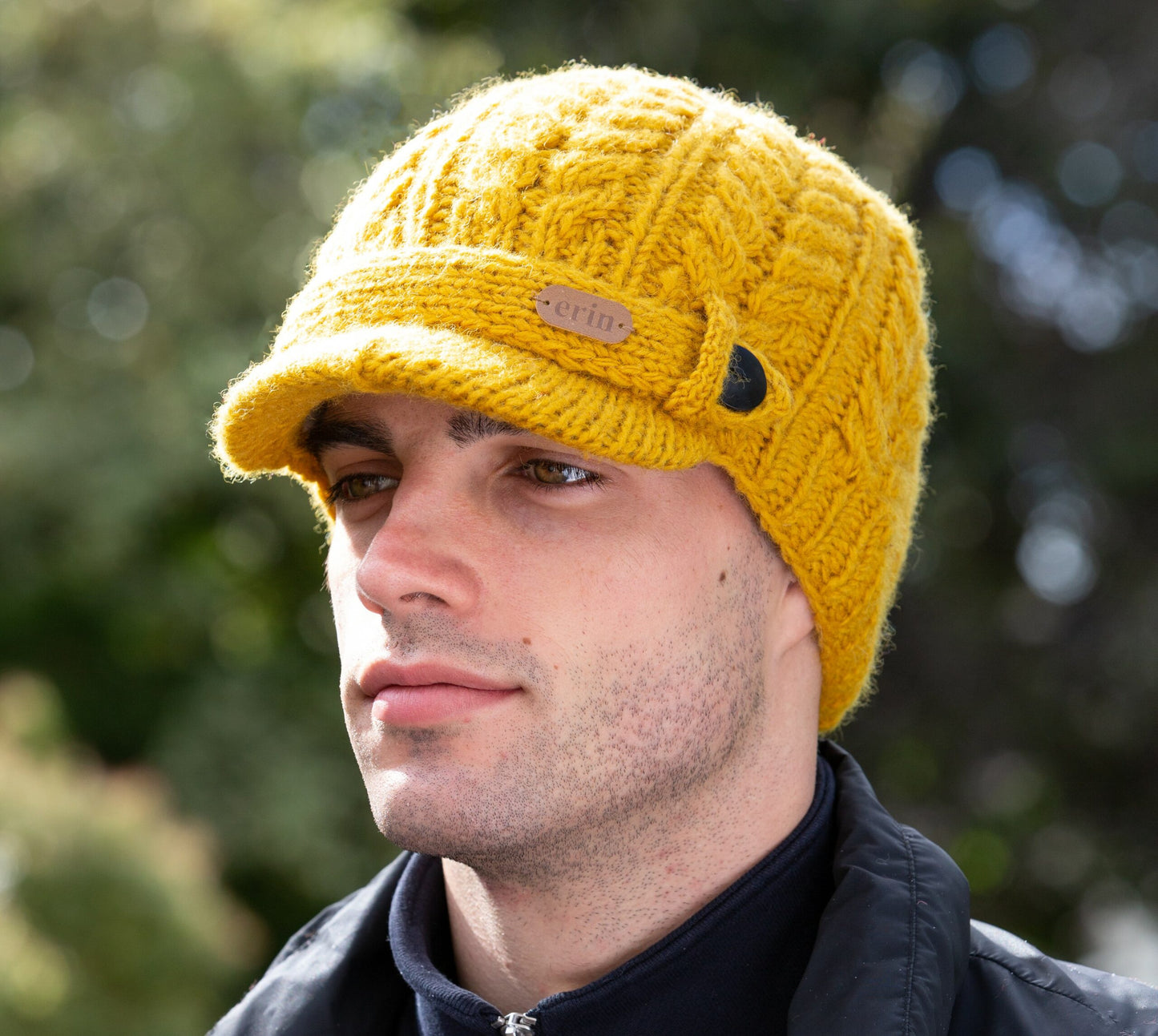 Erin Knitwear - Aran Cable Peak Hat PK927 | wool hat with visor