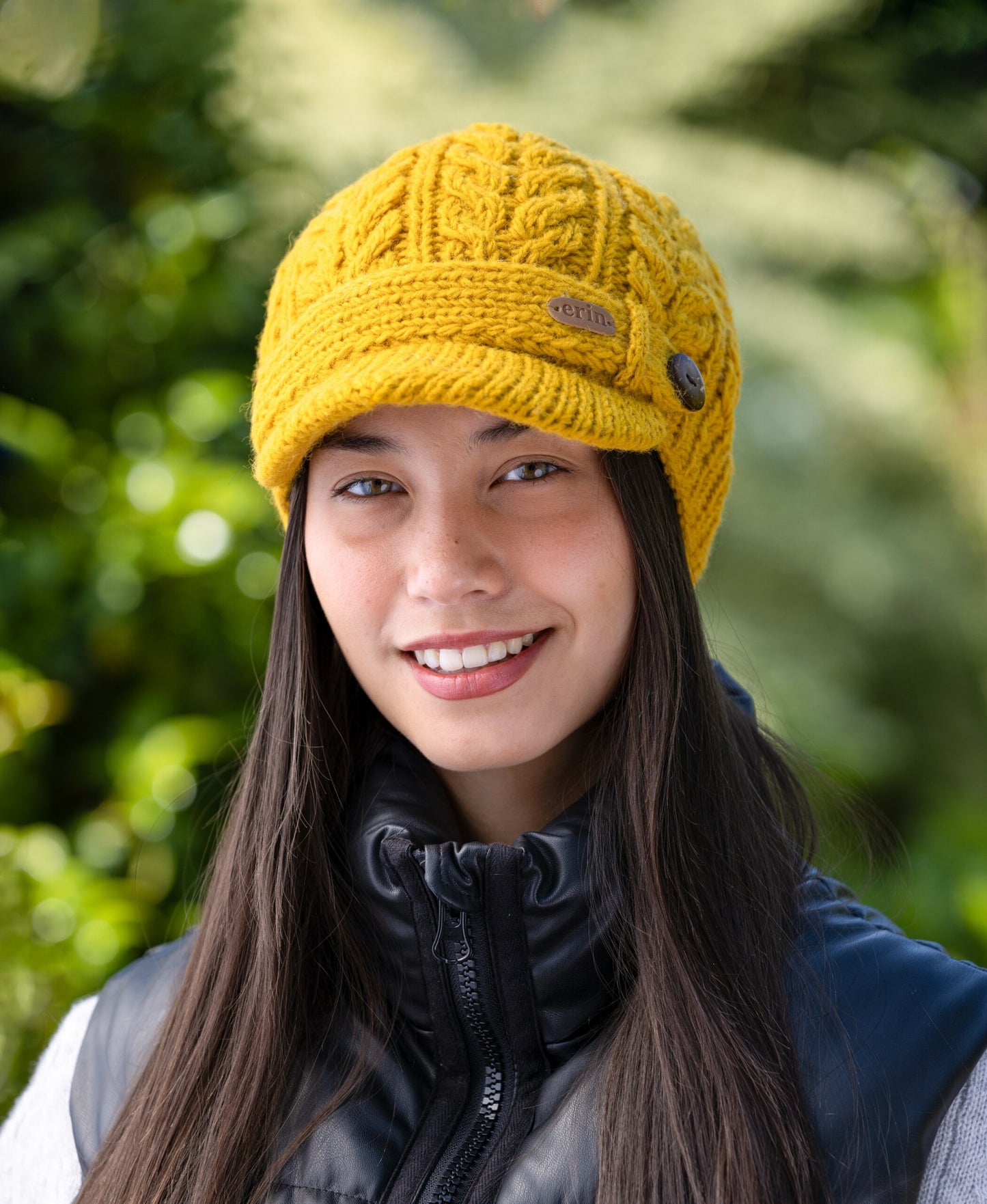Erin Knitwear - Aran Cable Peak Hat PK927 | wool hat with visor