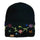 Planet wool - Long flower hat | wollen muts met bloemen Black coloured flowers