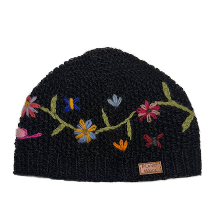 Planet Wool - Short flower hat | wollen muts met bloemen